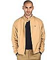 Tommy Hilfiger Men Khaki Stand Collar Solid Bomber Jacket