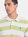 U.S. Polo Assn. Green And Off-White Stripe Pique Polo Shirt
