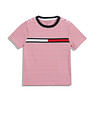 Tommy Hilfiger Boys Red Horizontal Striped T-Shirt