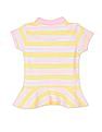 U.S. Polo Assn. Kids Girls Flared Hem Striped Polo Shirt