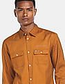 Tommy Hilfiger Men Mustard Slim Fit Solid Casual Shirt