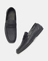 Calvin Klein Men Black Monogram Leather Loafers