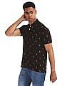 Aeropostale Black Flamingo Embroidered Pique Polo Shirt