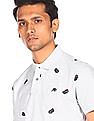 Aeropostale Men Off White Short Sleeve Printed Polo Shirt