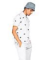 Aeropostale Men Off White Short Sleeve Printed Polo Shirt