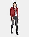 Aeropostale Women Red Solid Bomber Jacket