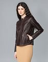 Flying Machine Women Solid Biker Jacket